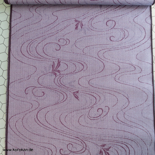 Wellen, Blätter mauve meliertes Wollmischgewebe Kimono Jacquard