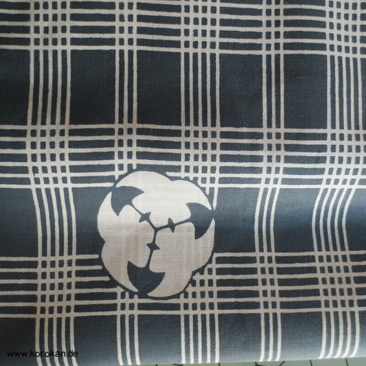 Symbol über Karo originalgehefteter Yukata Kimono Stoff