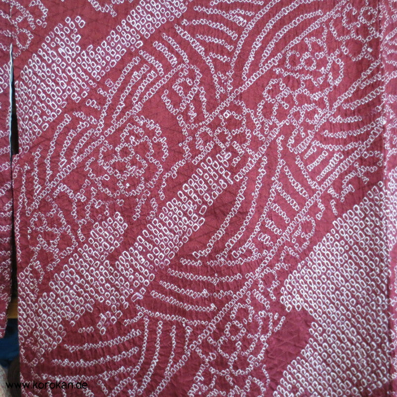 Full Shibori dunkelweinrote diagonal Streifen Haori Seiden Kimono Jacke