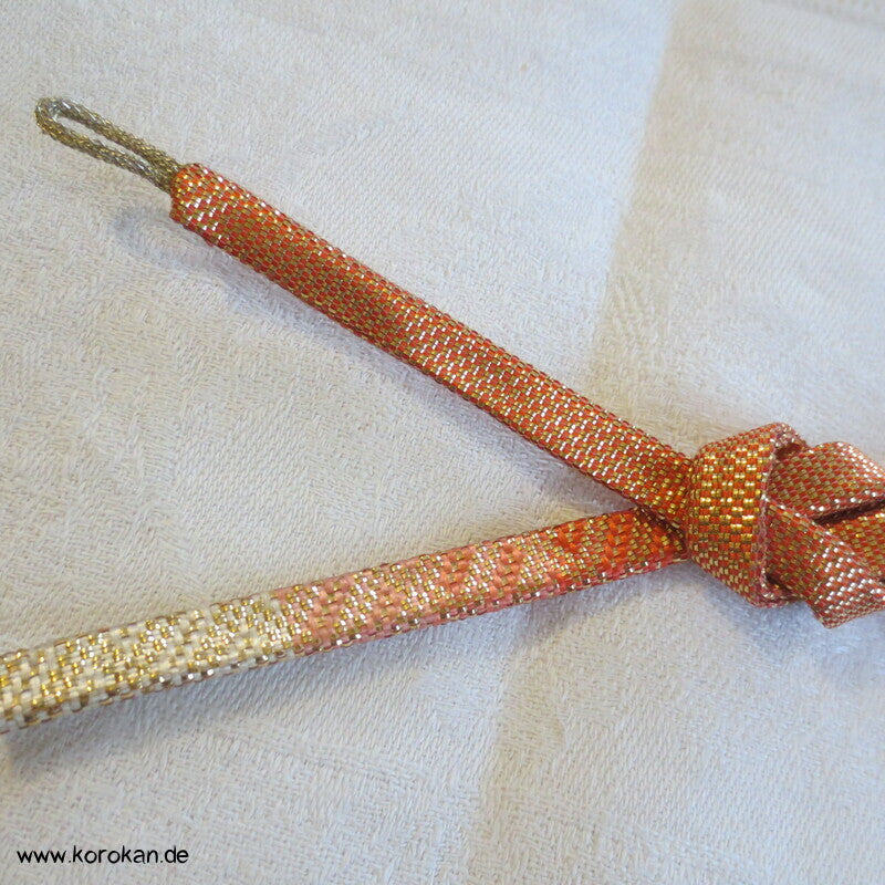 Saganishiki Haori Himo - Seide, rot gold