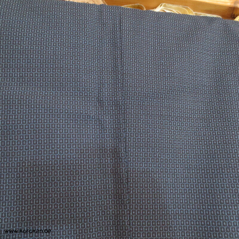 großes Kimono und Haori Set blau schwarzer Kikko Wolle / Seide, wie neu