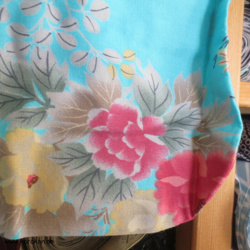 Yukata Baumwoll Kimono Blüten Tempel Kraniche