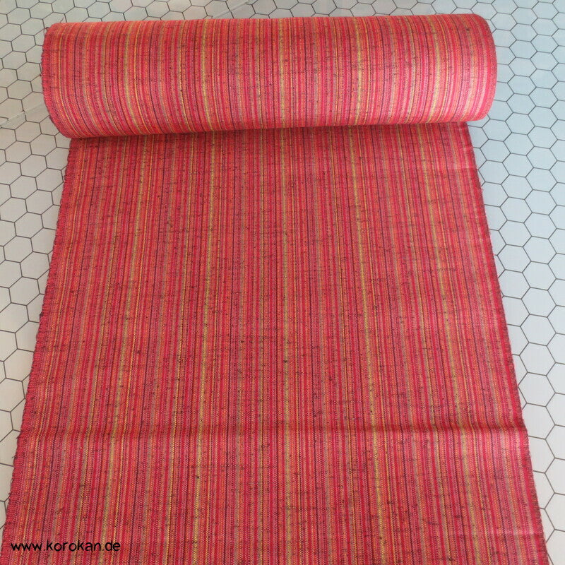 Streifen rot - bunt Kimono Wollmischgewebe
