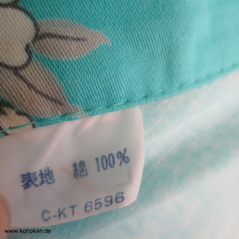 Yukata Baumwoll Kimono Blüten Tempel Kraniche