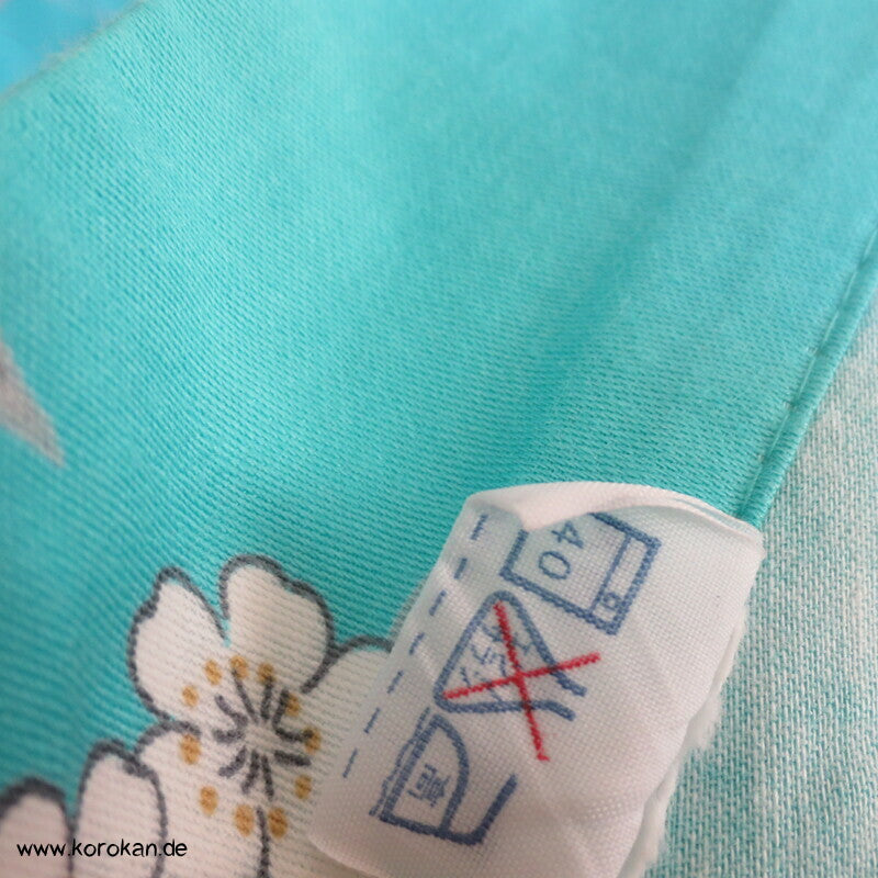 Yukata Baumwoll Kimono Blüten Tempel Kraniche