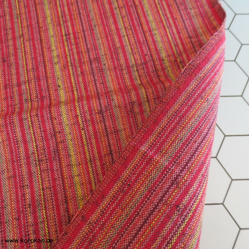 Streifen rot - bunt Kimono Wollmischgewebe