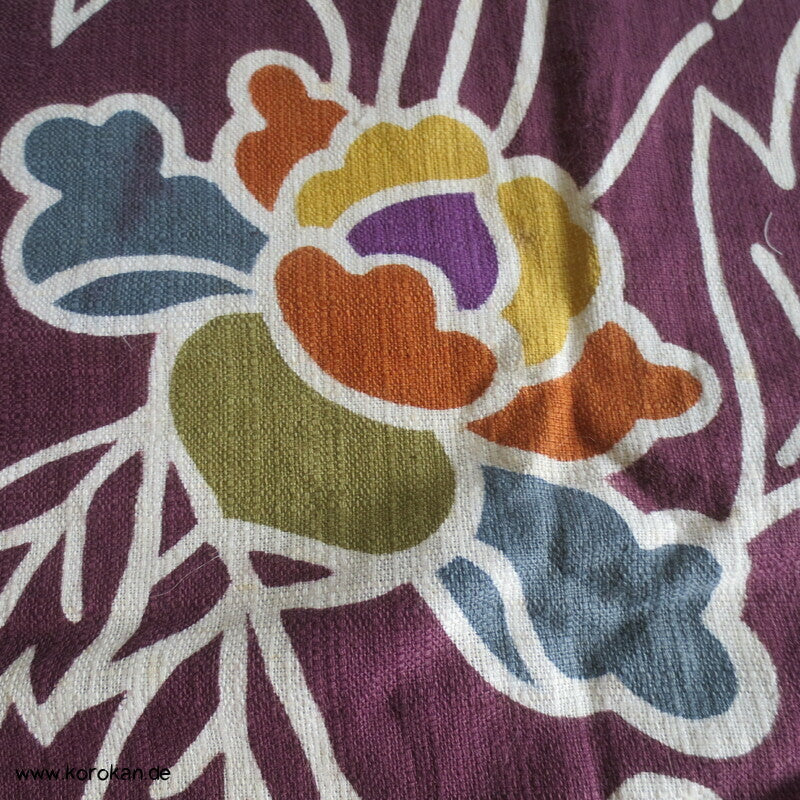 großes buntes grobgewebtes Furoshiki, Päonien, Baumwolle