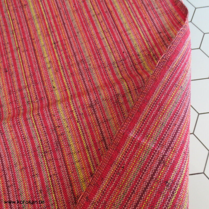 Streifen rot - bunt Kimono Wollmischgewebe