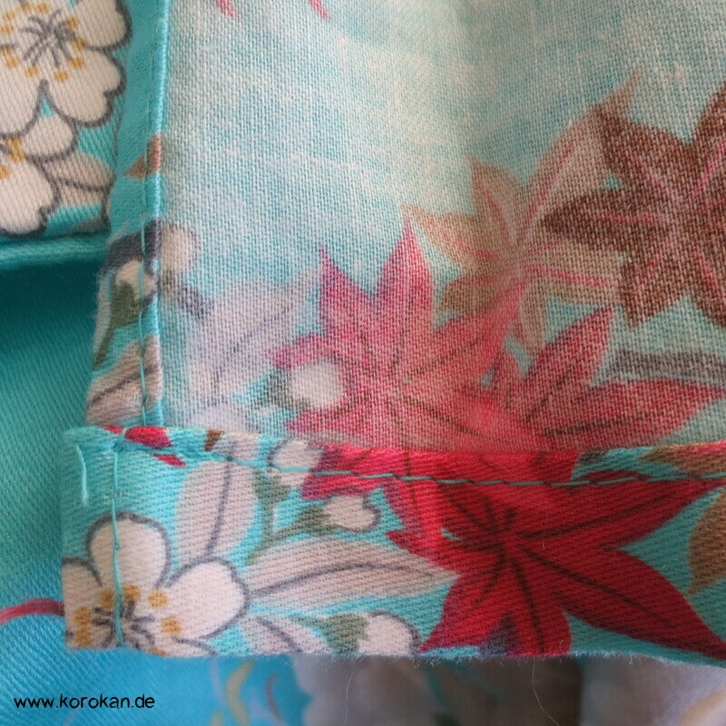 Yukata Baumwoll Kimono Blüten Tempel Kraniche