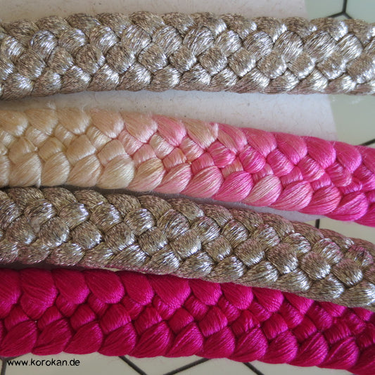halb pink, halb silber Obijime, geflochten