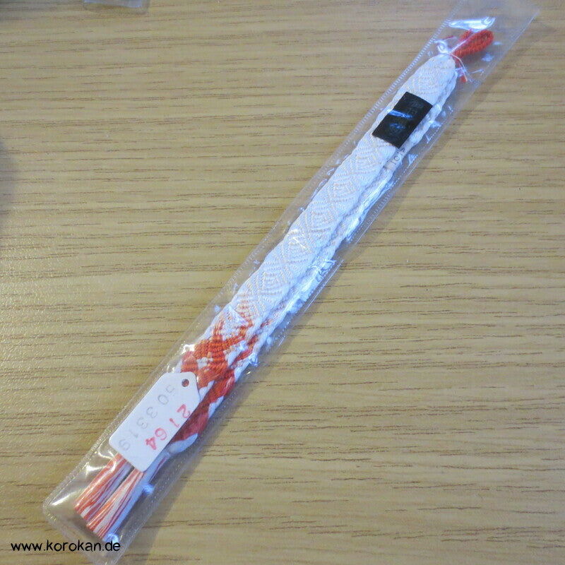 Haori Himo - Seide, orange - weiße Wellen
