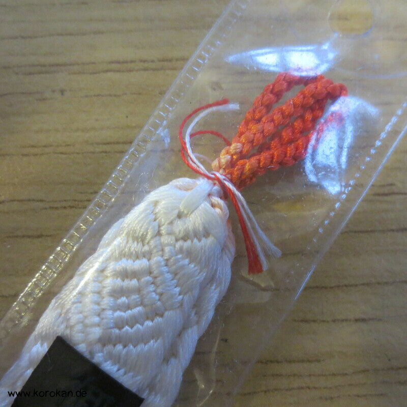 Haori Himo - Seide, orange - weiße Wellen