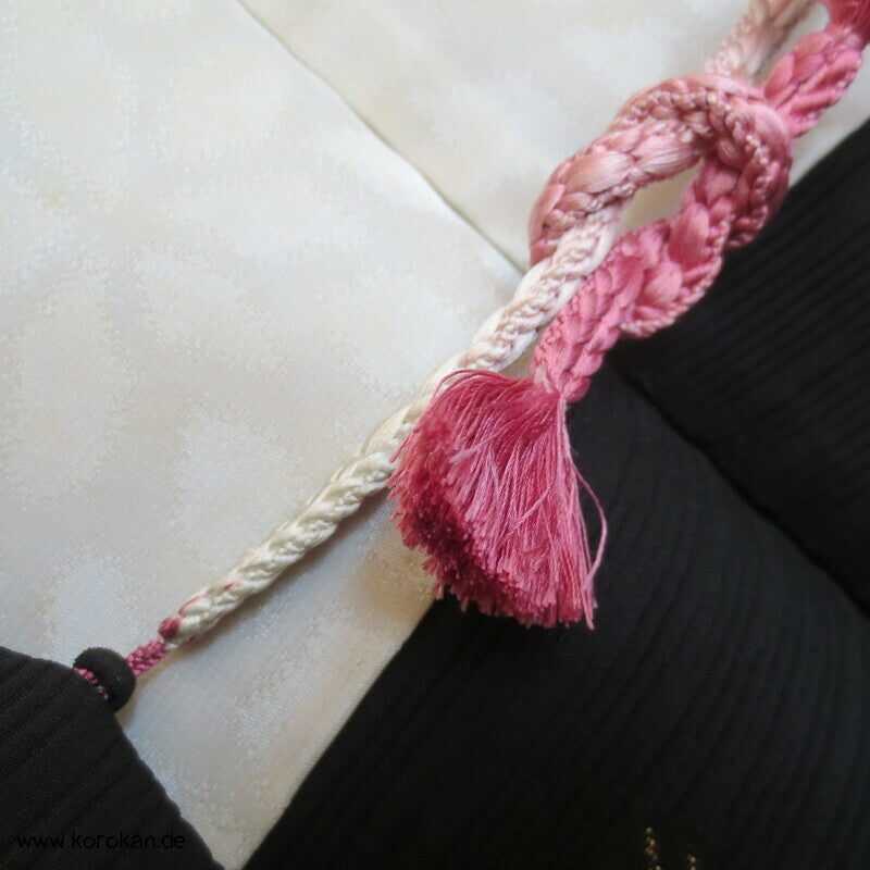 gold und silber Bambus auf schwarzem Seidendamast  Haori Kimono Jacke, mit Himo