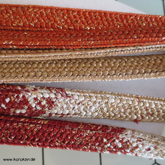 beige, braun, zimt, gold Obijime, geflochten