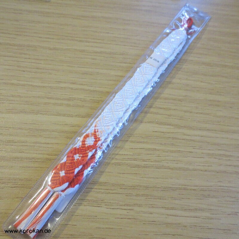 Haori Himo - Seide, orange - weiße Wellen
