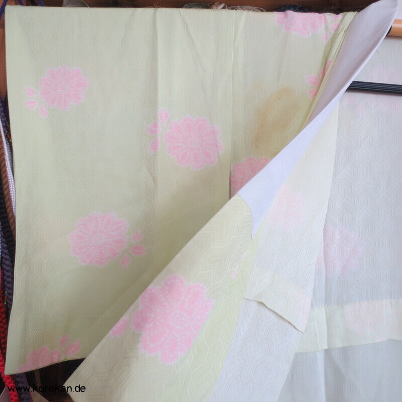 Blüten Shibori Elemente Seidendamast Juban Unterkimono