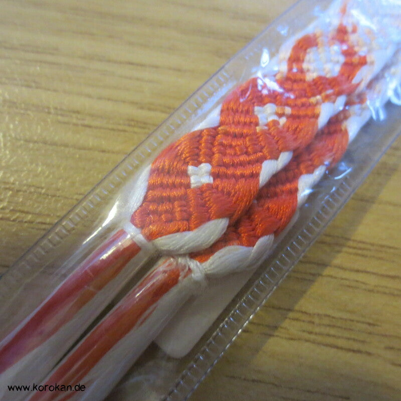 Haori Himo - Seide, orange - weiße Wellen