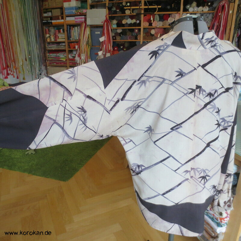 Pyjama Oberteil Upcycling aus Homongi Kimono, Rayon, Perlmuttknöpfe, Gr. xl
