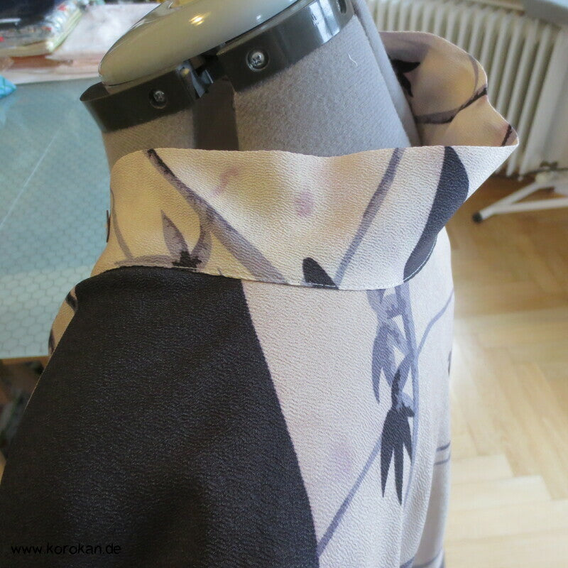 Pyjama Oberteil Upcycling aus Homongi Kimono, Rayon, Perlmuttknöpfe, Gr. xl