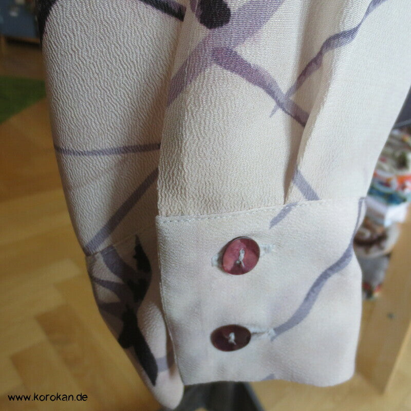 Pyjama Oberteil Upcycling aus Homongi Kimono, Rayon, Perlmuttknöpfe, Gr. xl