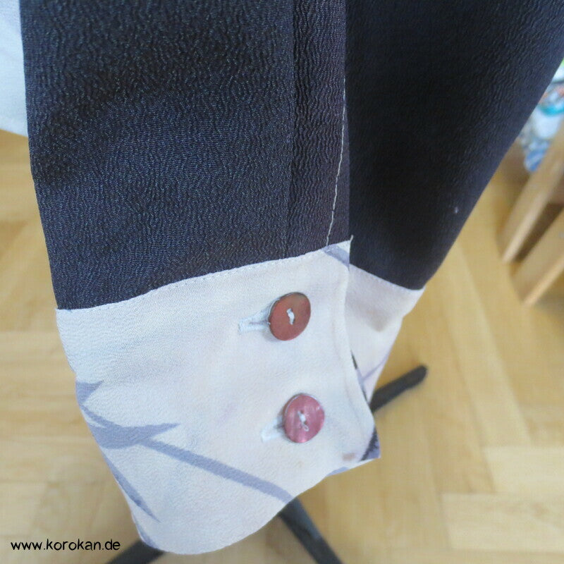 Pyjama Oberteil Upcycling aus Homongi Kimono, Rayon, Perlmuttknöpfe, Gr. xl