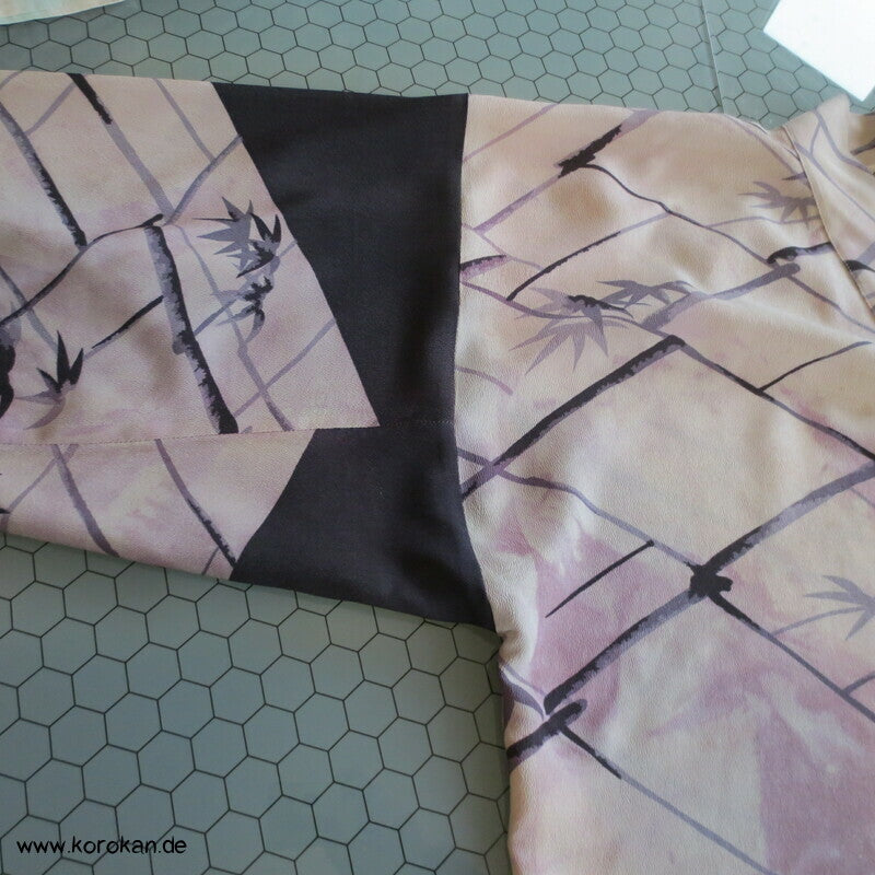 Pyjama Oberteil Upcycling aus Homongi Kimono, Rayon, Perlmuttknöpfe, Gr. xl