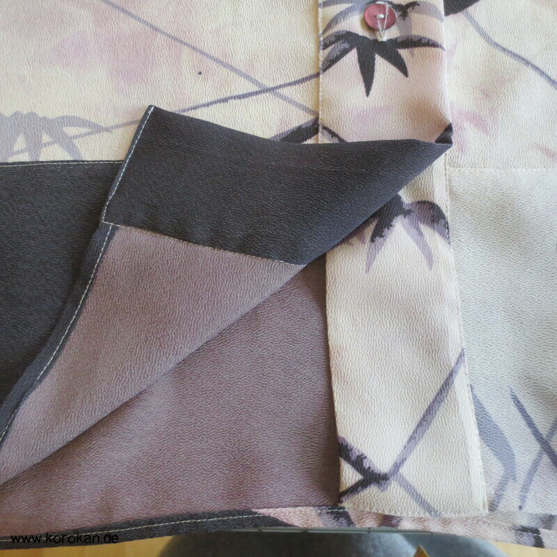 Pyjama Oberteil Upcycling aus Homongi Kimono, Rayon, Perlmuttknöpfe, Gr. xl