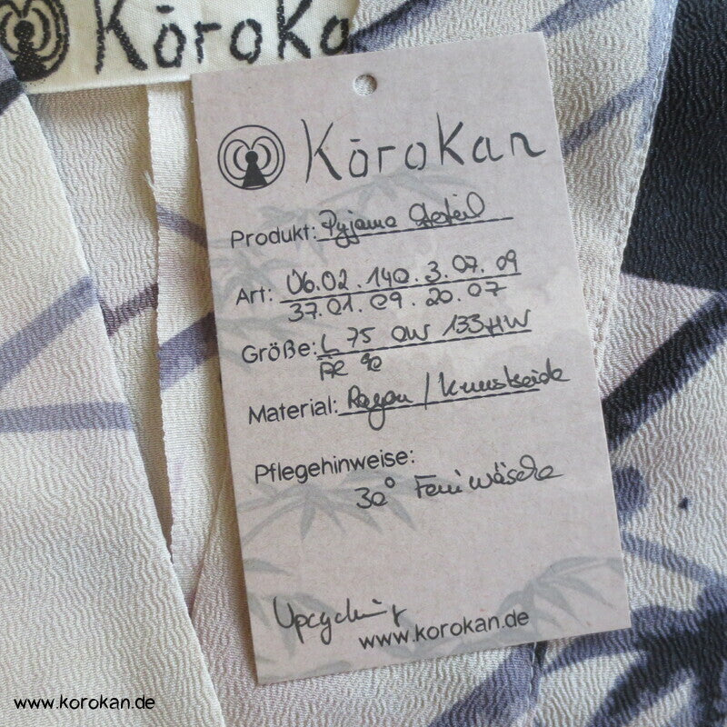 Pyjama Oberteil Upcycling aus Homongi Kimono, Rayon, Perlmuttknöpfe, Gr. xl