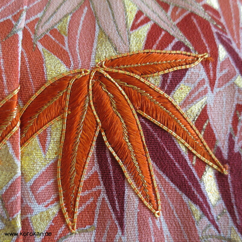 Tomesode, goldener Bambuswald Seiden Karieba