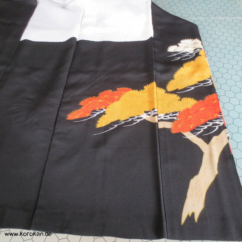 gesticktes Fasanenpaar Tomesode Seidencrepe Kimono