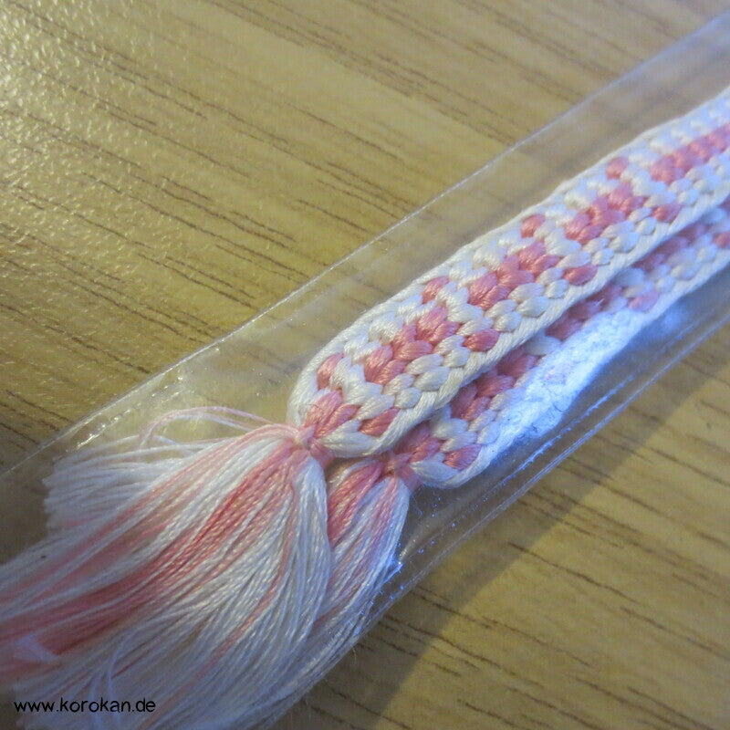 Haori Himo - Seide, rosa Streifen im Geflecht