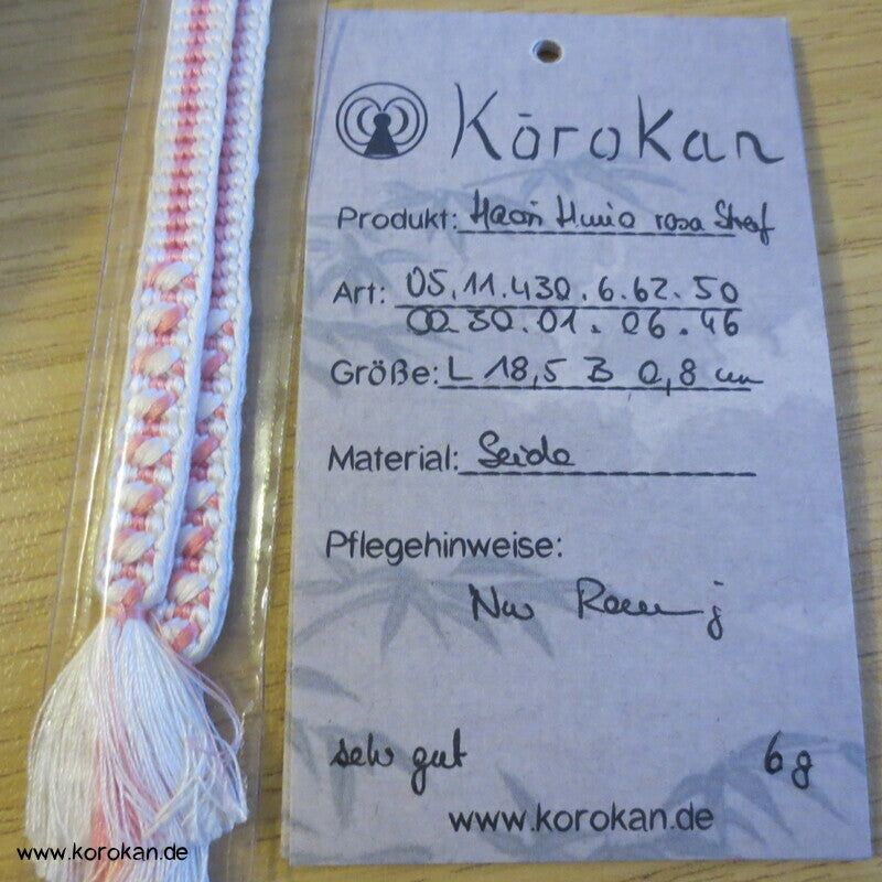 Haori Himo - Seide, rosa Streifen im Geflecht