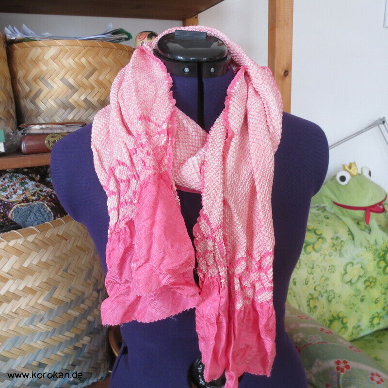 Shibori Segaiha, rosa, blassrosa großer Seiden Obiage