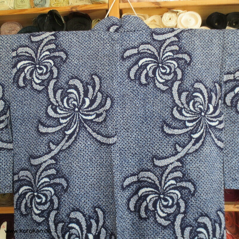 Fake Arimatsu Shibori Yukata, Baumwolle, Chrysanthemen