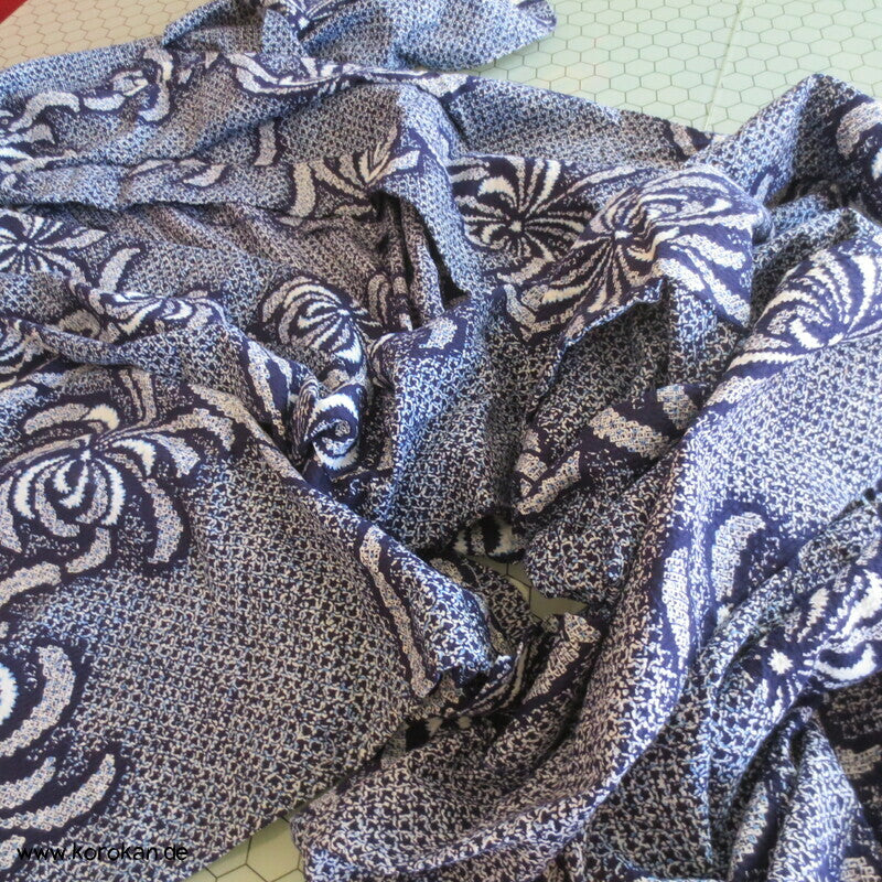 Fake Arimatsu Shibori Yukata, Baumwolle, Chrysanthemen