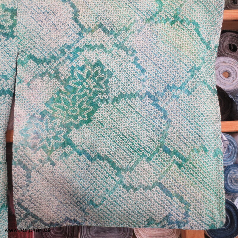 Full Shibori Seidendamast Blätternetz Komon Kimono