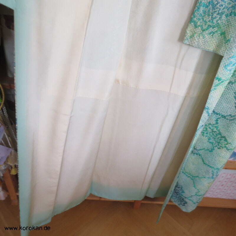 Full Shibori Seidendamast Blätternetz Komon Kimono