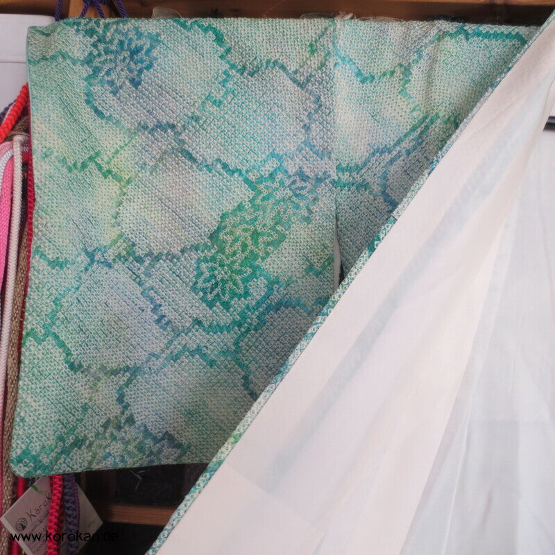 Full Shibori Seidendamast Blätternetz Komon Kimono