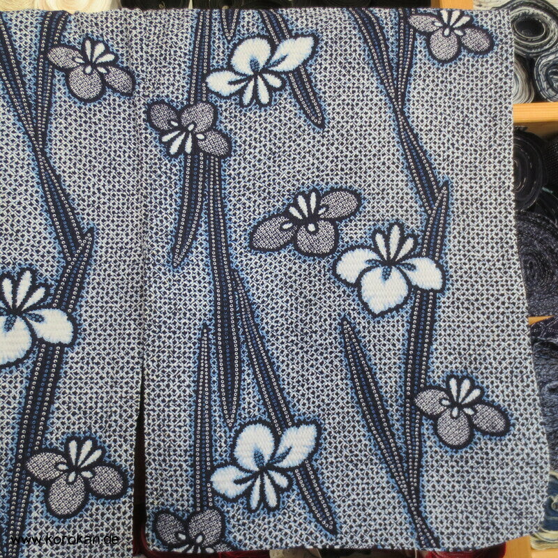 Fake Arimatsu Shibori Yukata, Baumwolle, Iris