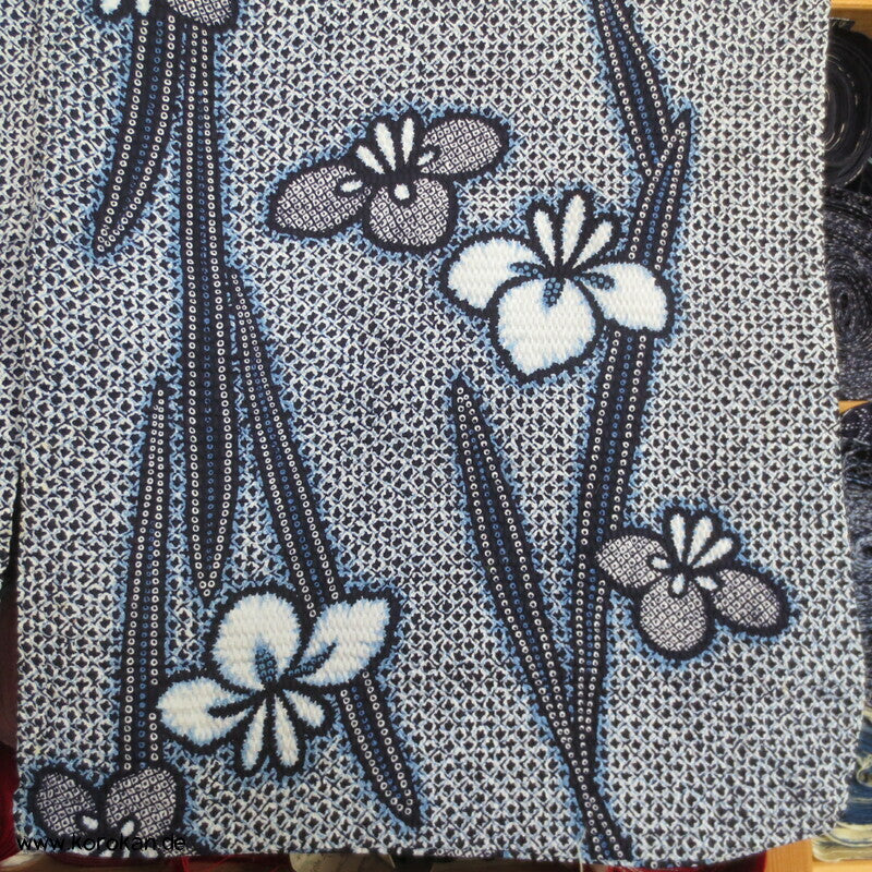 Fake Arimatsu Shibori Yukata, Baumwolle, Iris