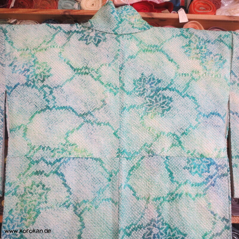 Full Shibori Seidendamast Blätternetz Komon Kimono