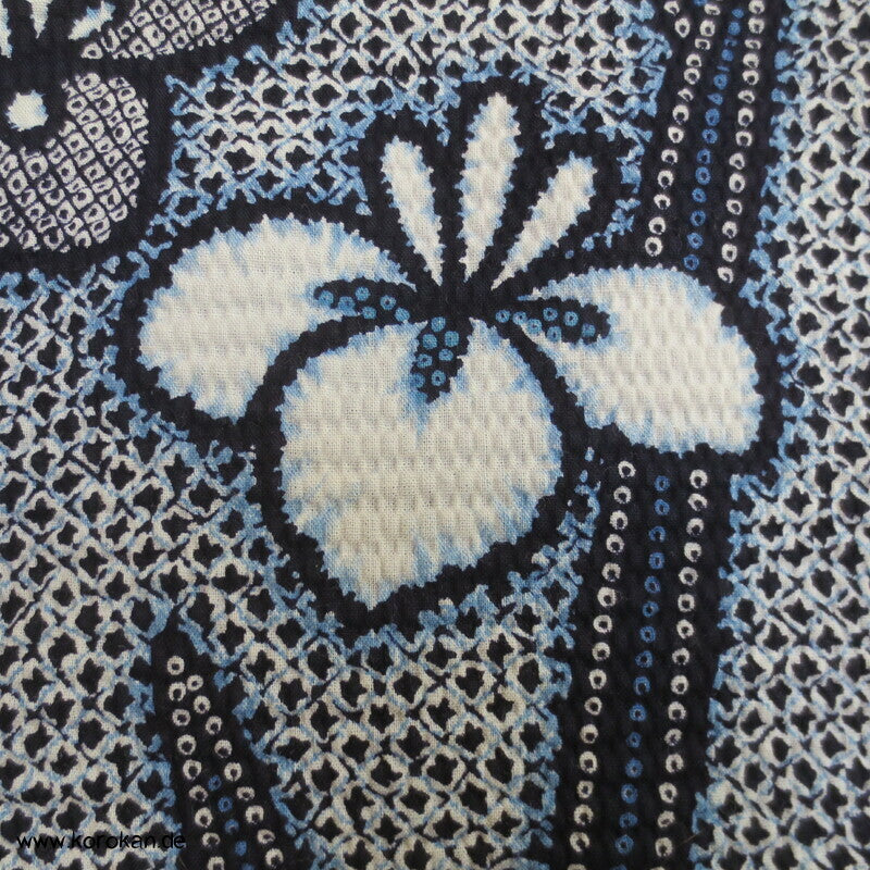 Fake Arimatsu Shibori Yukata, Baumwolle, Iris