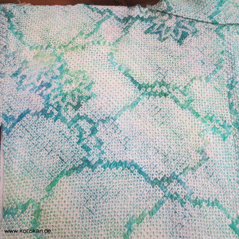 Full Shibori Seidendamast Blätternetz Komon Kimono