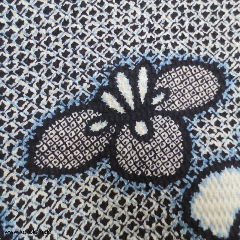 Fake Arimatsu Shibori Yukata, Baumwolle, Iris