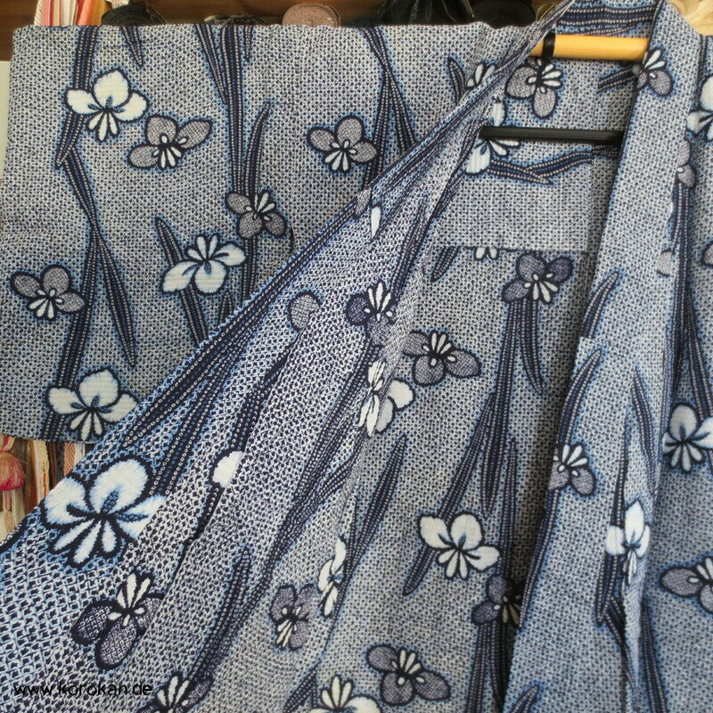 Fake Arimatsu Shibori Yukata, Baumwolle, Iris