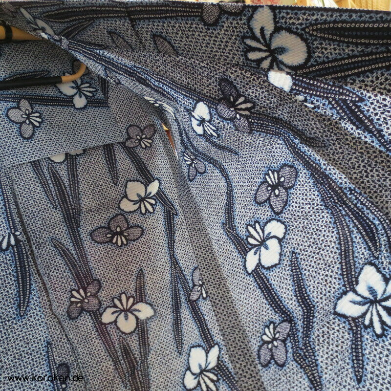 Fake Arimatsu Shibori Yukata, Baumwolle, Iris