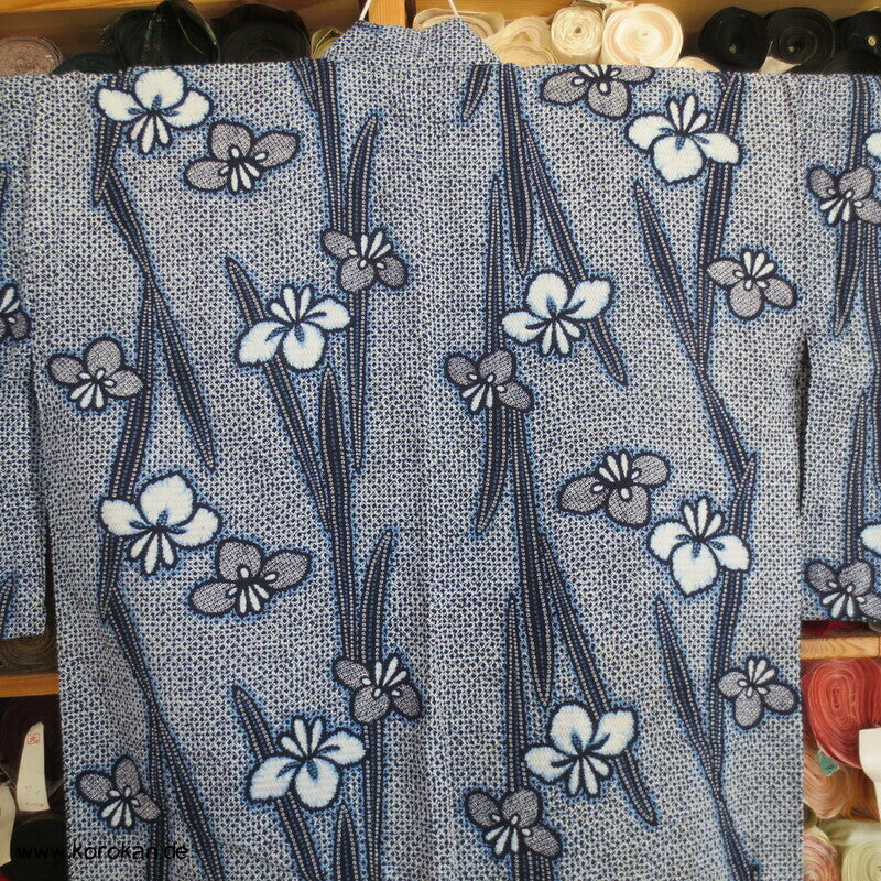 Fake Arimatsu Shibori Yukata, Baumwolle, Iris