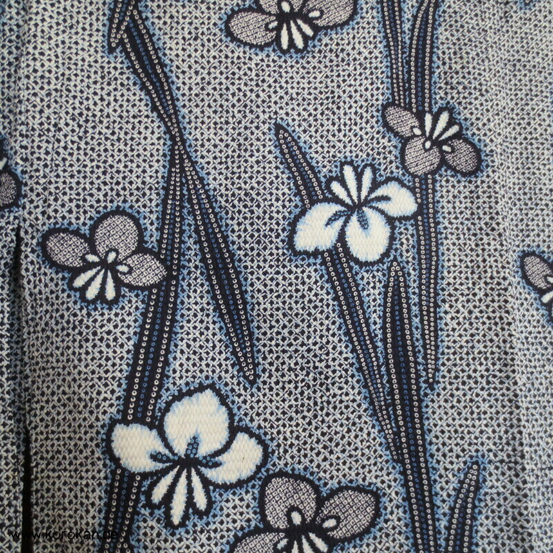 Fake Arimatsu Shibori Yukata, Baumwolle, Iris