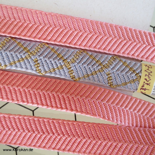 Diamantmuster, rosa - flieder Farbverlauf, Obijime, geflochten, neu