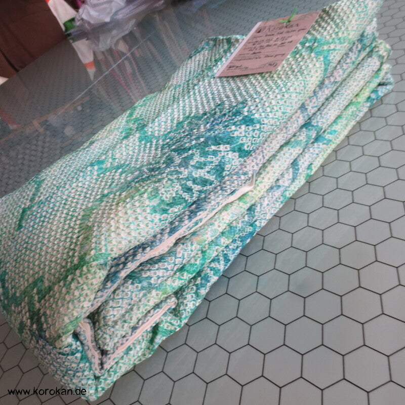 Full Shibori Seidendamast Blätternetz Komon Kimono